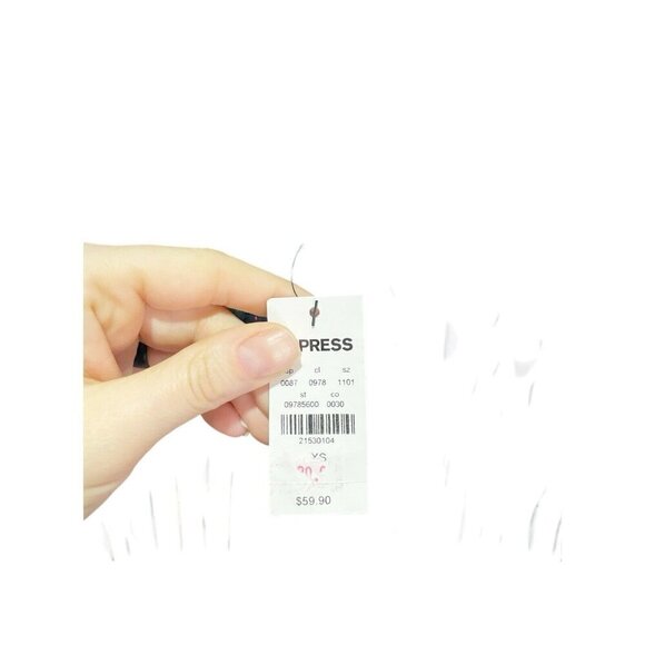 Express Black Square Neck Crop Top Size XS Colorful Sparkle Metallic Stripe NEW - Picture 4 of 4